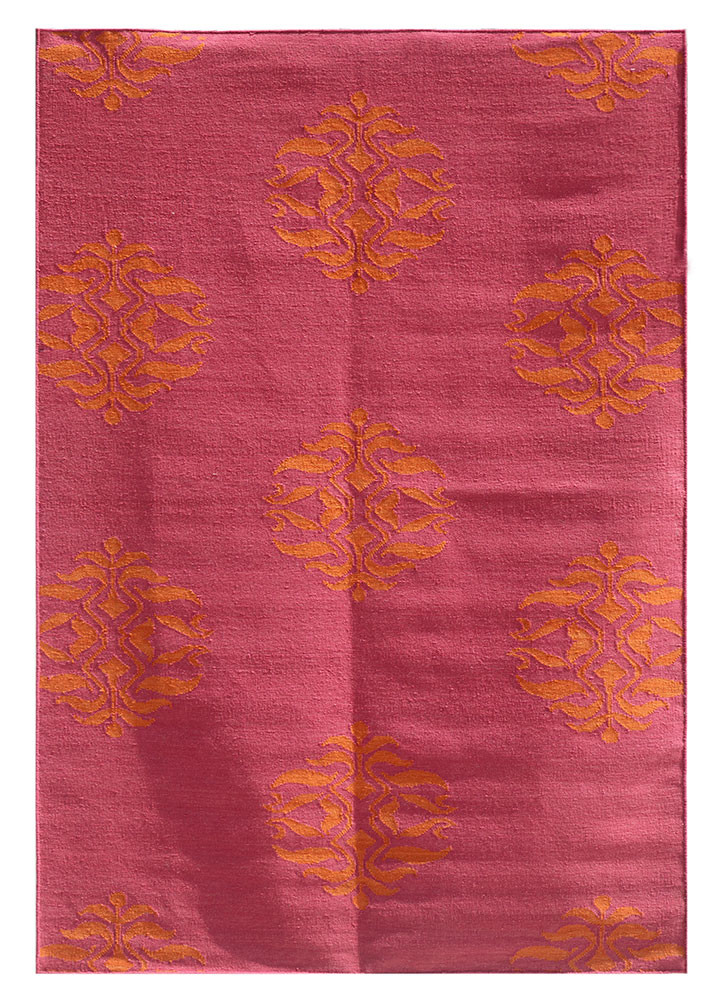 indusbar pink and purple wool Flat Weaves Rug - HeadShot indusbar pink and purple wool Flat Weaves Rug - HeadShot