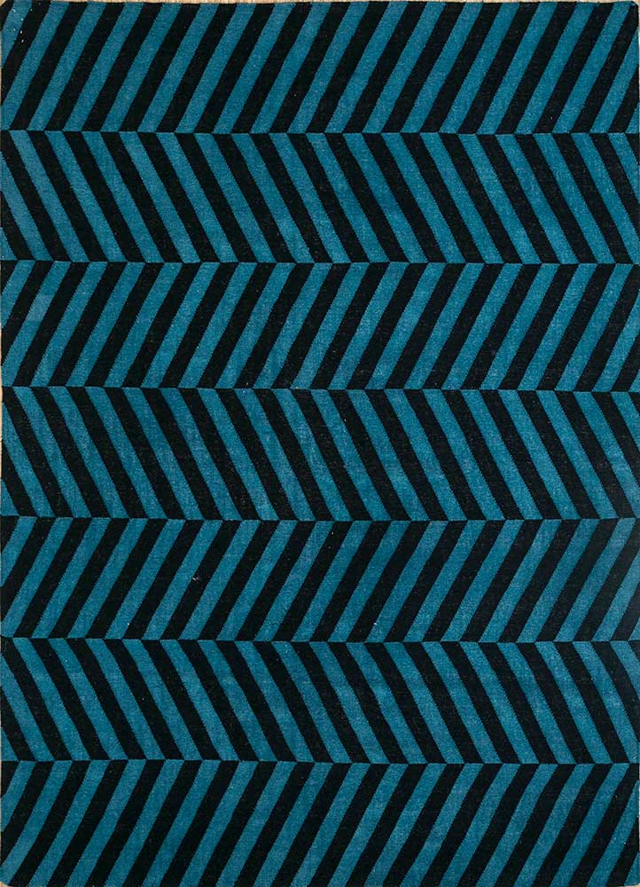 indusbar blue wool Flat Weaves Rug - HeadShot