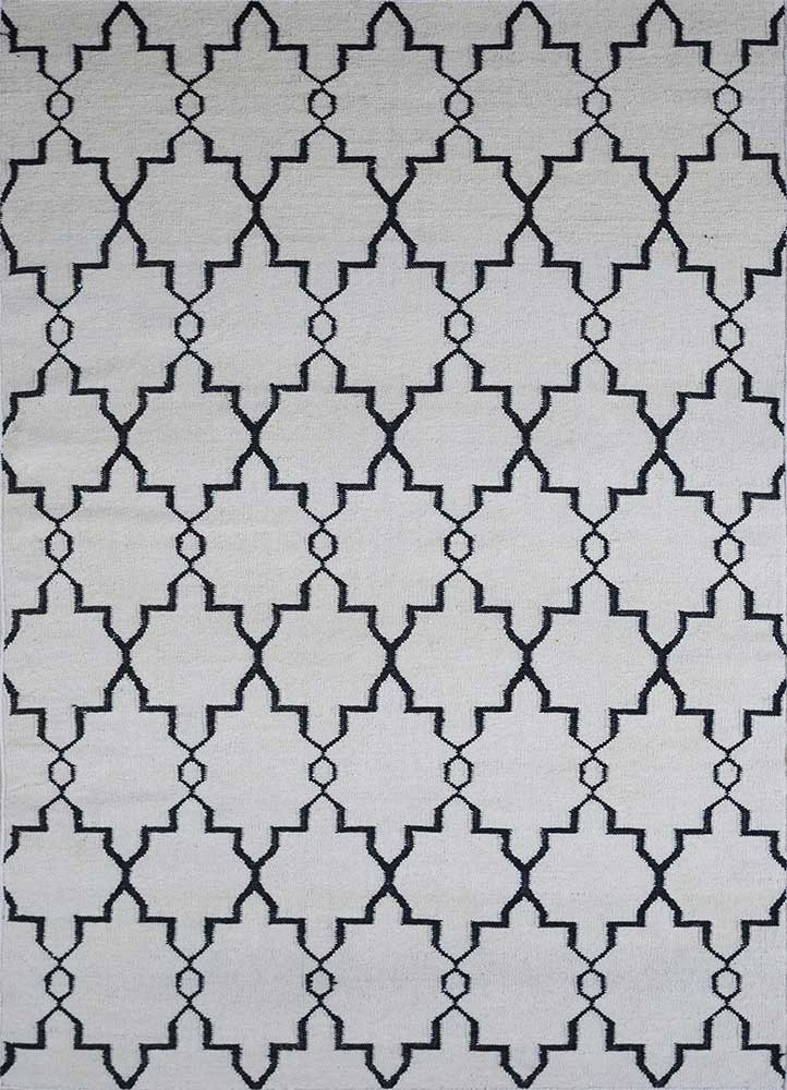 indusbar grey and black wool Flat Weaves Rug - HeadShot