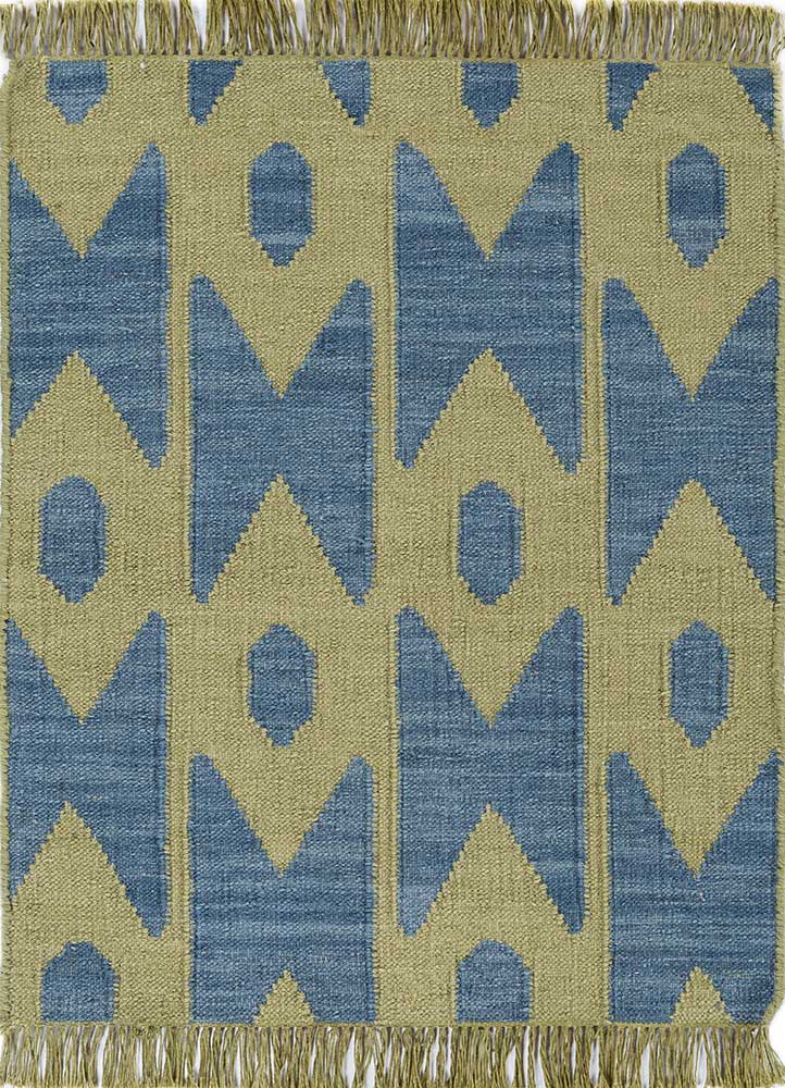aprezo green wool Flat Weaves Rug - HeadShot
