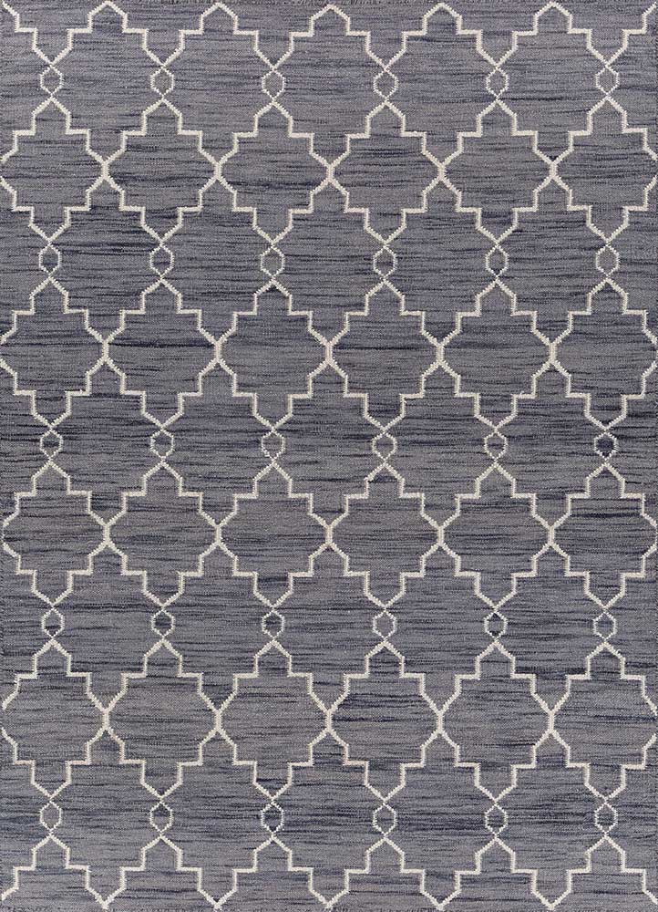 indusbar grey and black wool Flat Weaves Rug - HeadShot