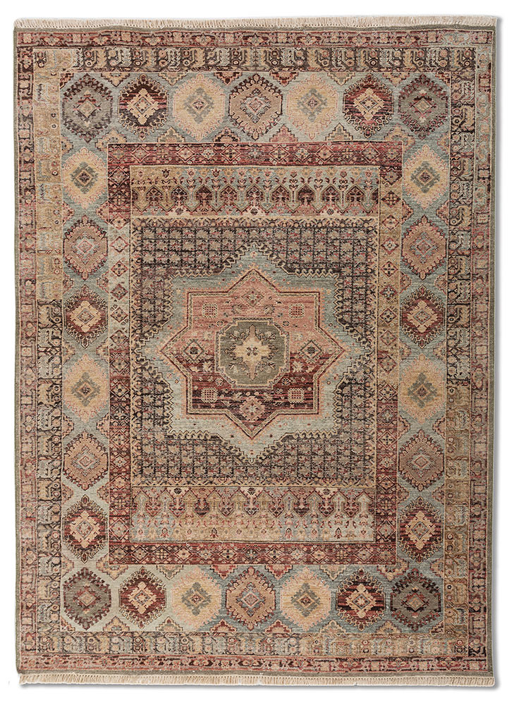 someplace in time blue afghan wool Hand Knotted Rug - HeadShot someplace in time blue afghan wool Hand Knotted Rug - HeadShot