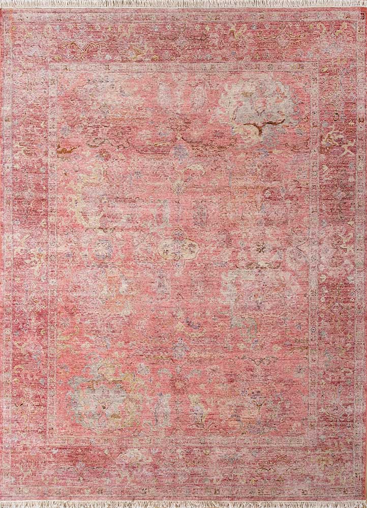  red and orange wool Hand Knotted Rug