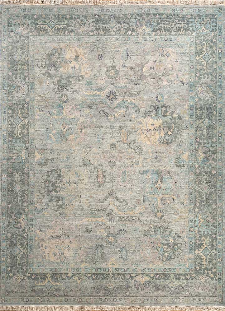  blue wool Hand Knotted Rug