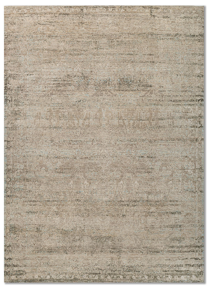 someplace in time green wool Hand Knotted Rug - HeadShot