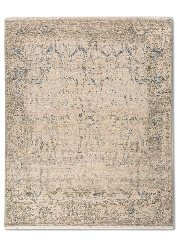  beige and brown wool Hand Knotted Rug