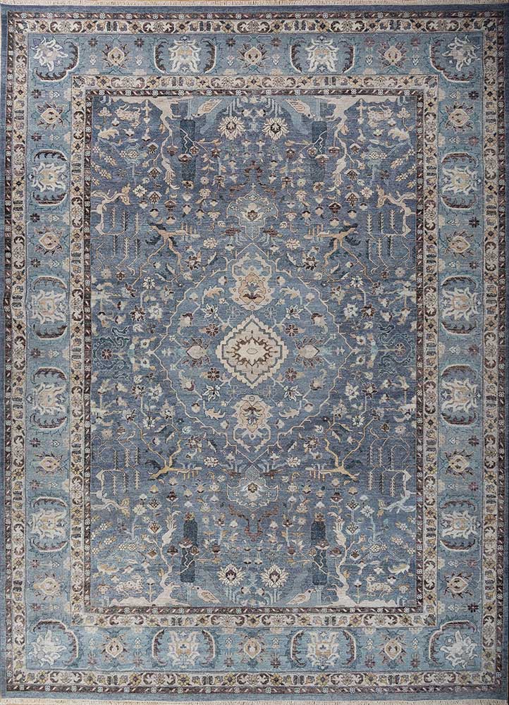  blue wool Hand Knotted Rug