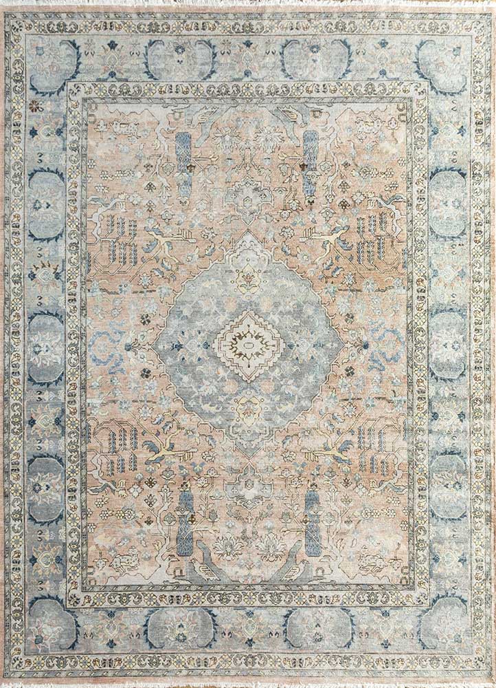 someplace in time beige and brown wool Hand Knotted Rug - HeadShot