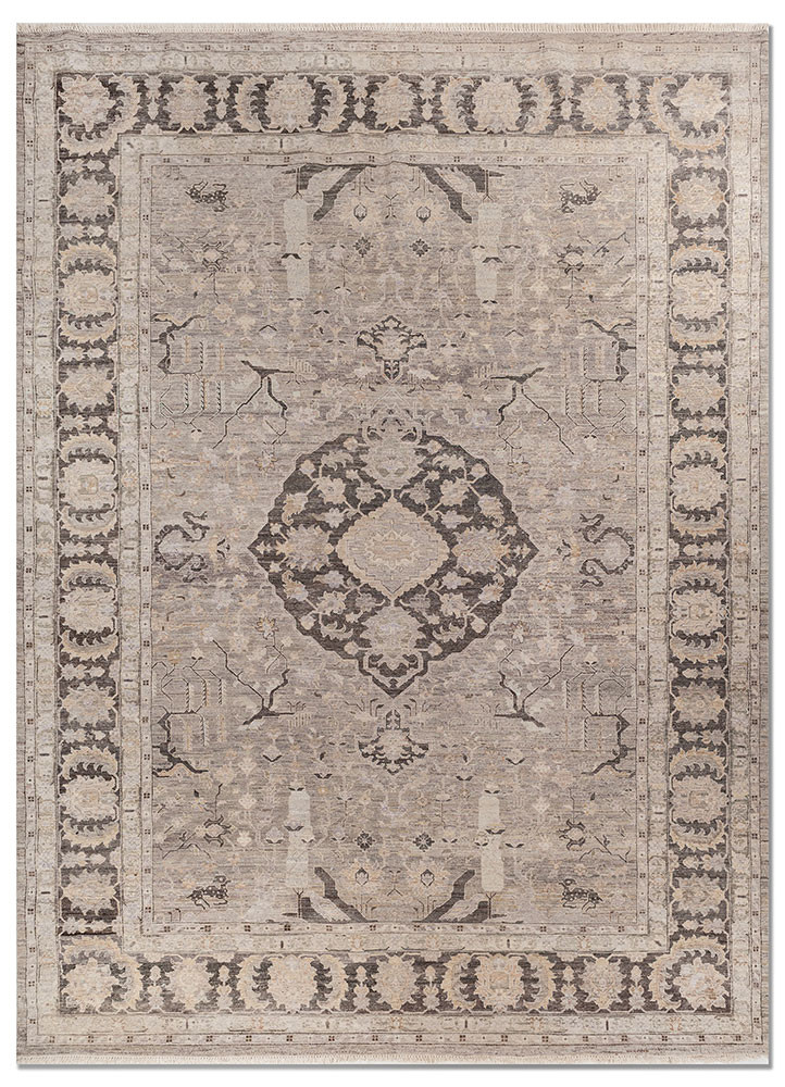 someplace in time grey and black afghan wool Hand Knotted Rug - HeadShot someplace in time grey and black afghan wool Hand Knotted Rug - HeadShot