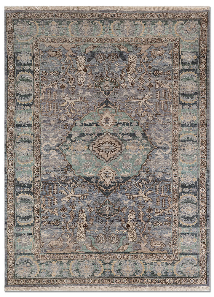  blue afghan wool Hand Knotted Rug
