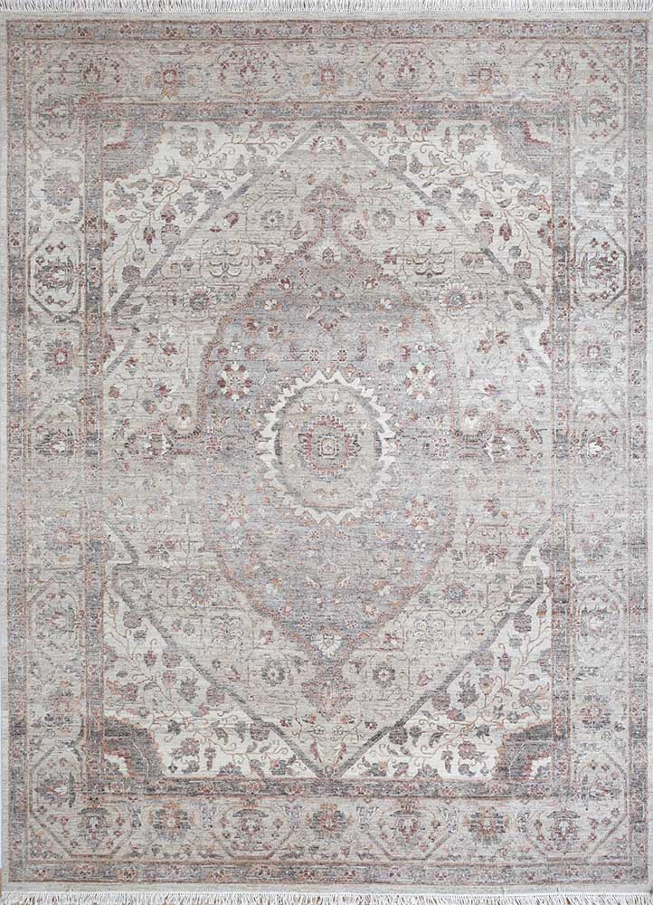 someplace in time blue wool Hand Knotted Rug - HeadShot