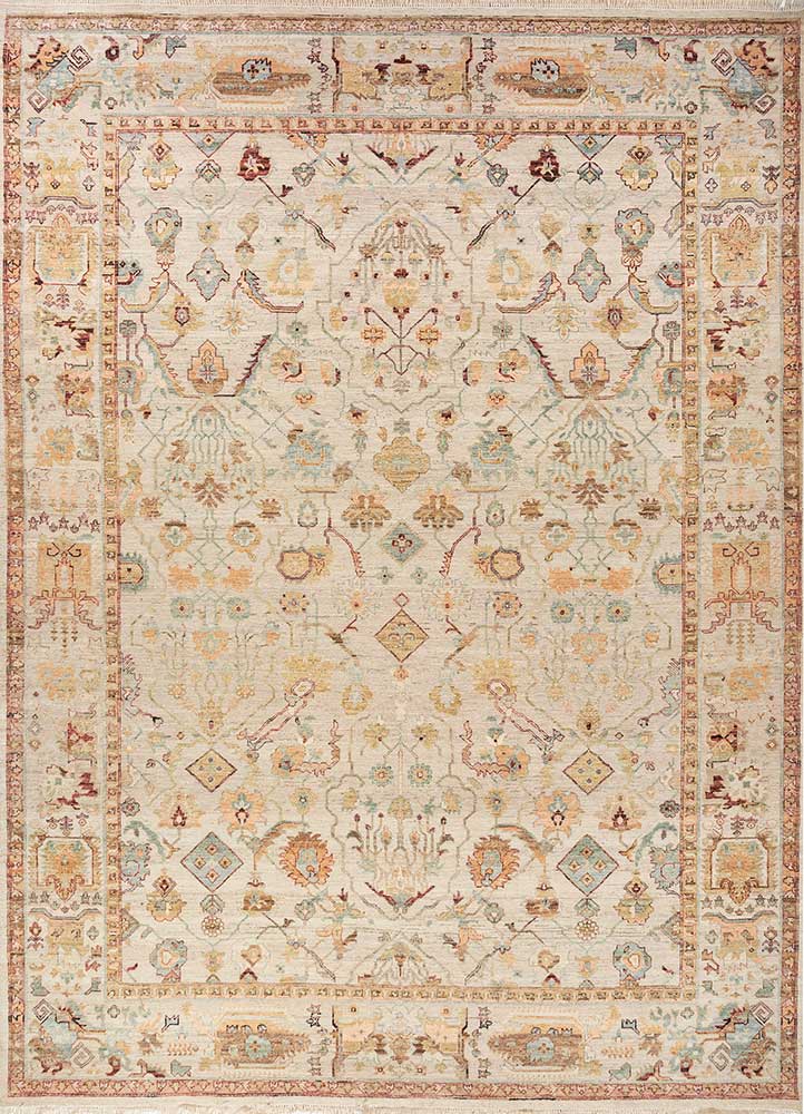 someplace in time ivory wool Hand Knotted Rug - HeadShot