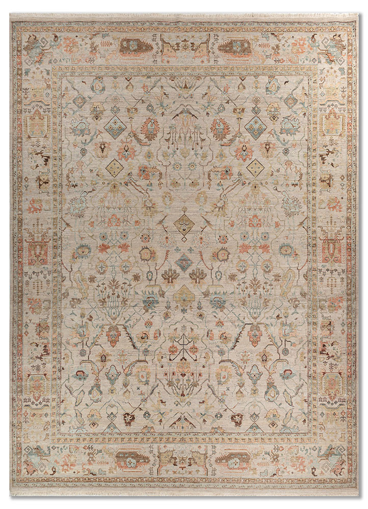  ivory afghan wool Hand Knotted Rug