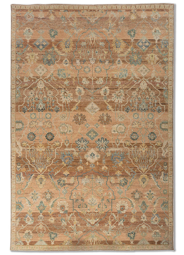  red and orange wool Hand Knotted Rug