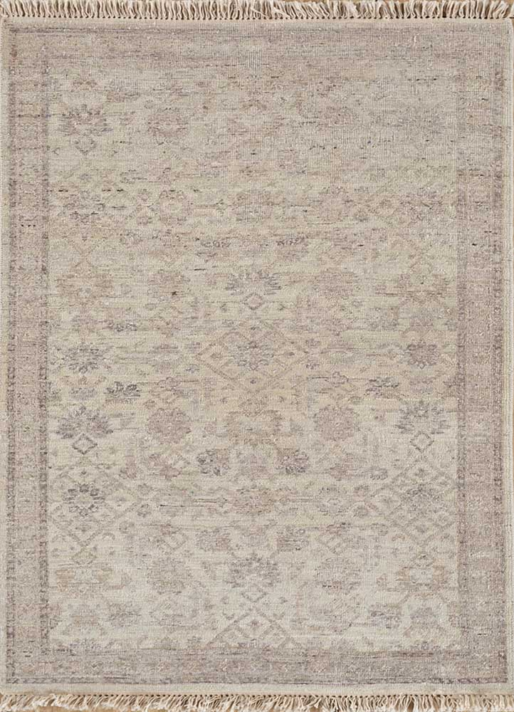  beige and brown wool Hand Knotted Rug