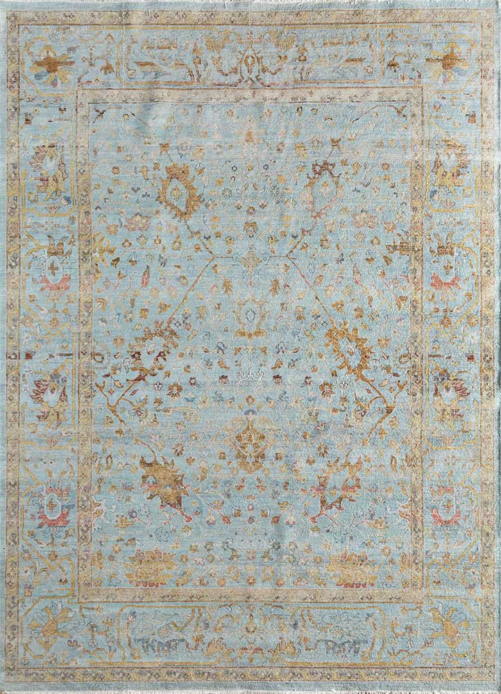  blue afghan wool Hand Knotted Rug