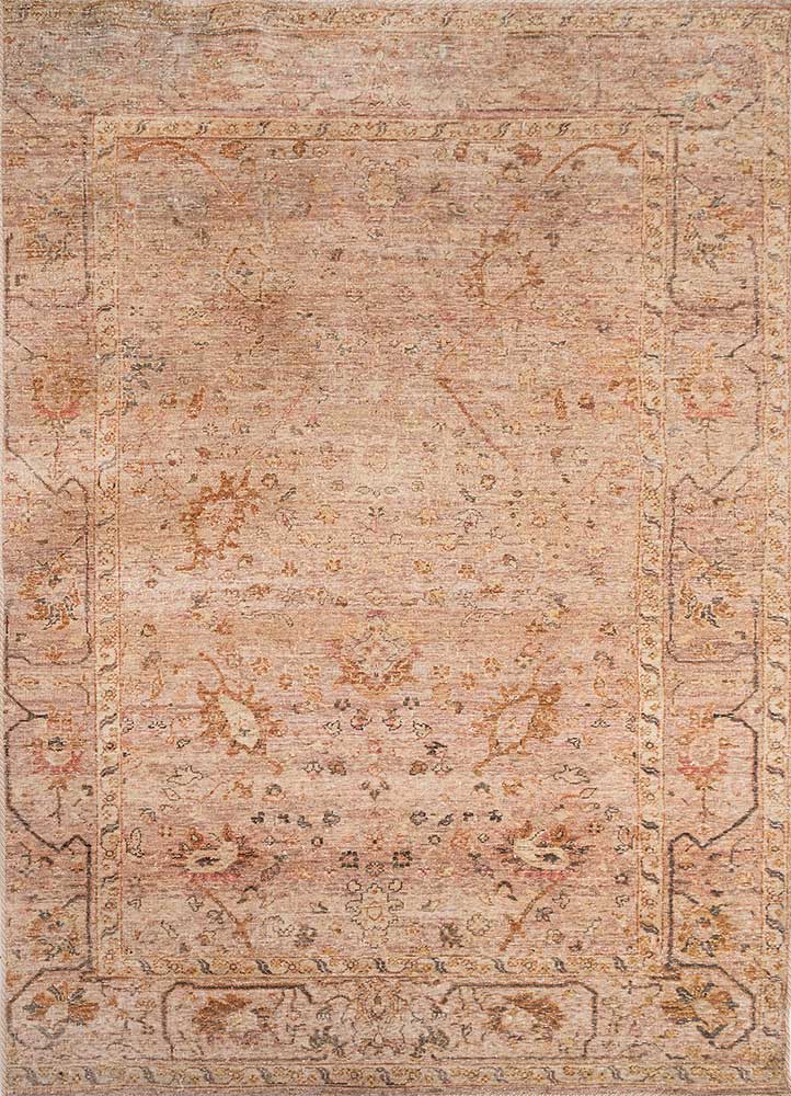 someplace in time red and orange afghan wool Hand Knotted Rug - HeadShot