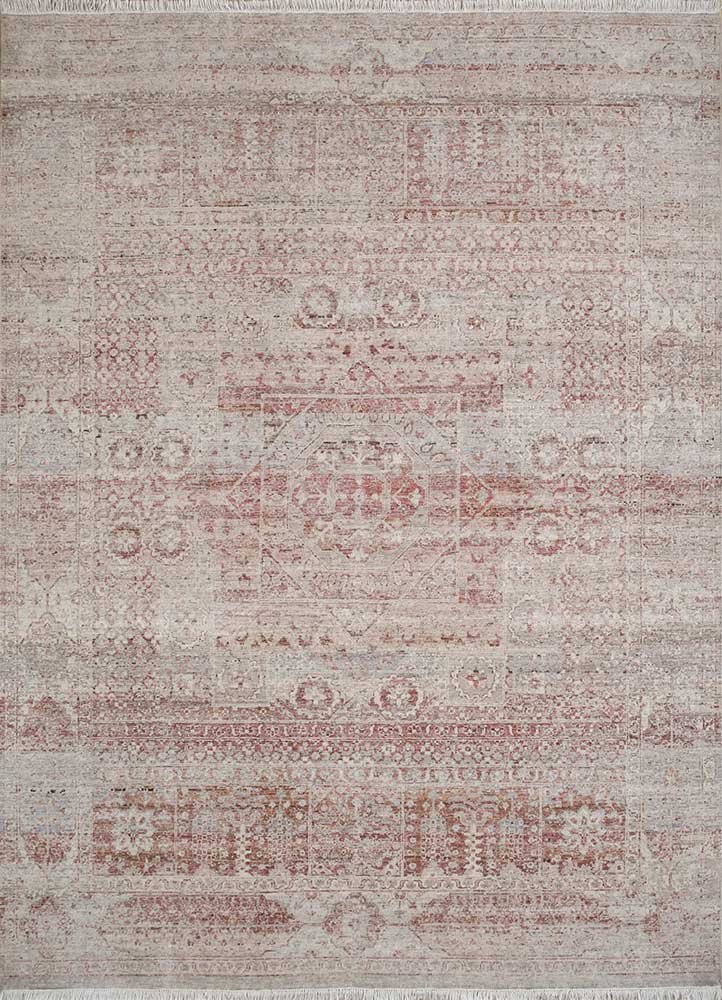 someplace in time beige and brown wool Hand Knotted Rug - HeadShot