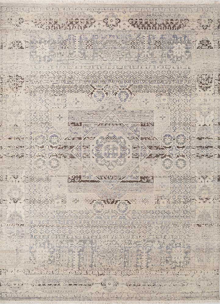 someplace in time ivory wool Hand Knotted Rug - HeadShot