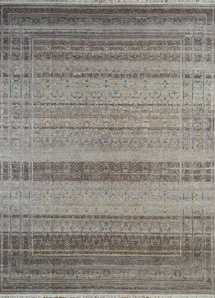 someplace in time blue afghan wool Hand Knotted Rug - HeadShot