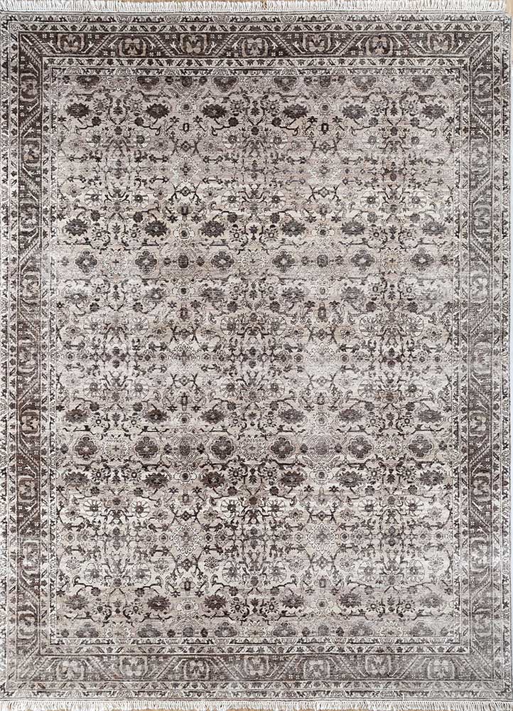  beige and brown afghan wool Hand Knotted Rug