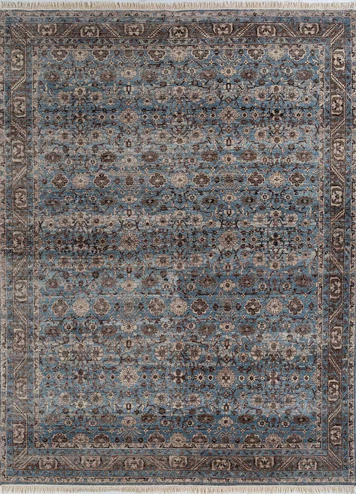  blue afghan wool Hand Knotted Rug
