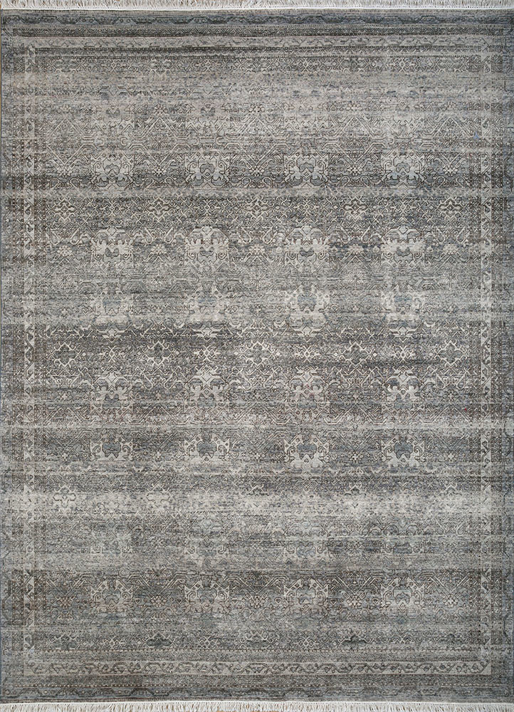  grey and black afghan wool Hand Knotted Rug
