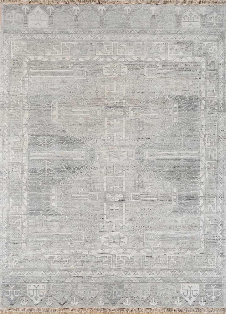 thyme ivory wool Hand Knotted Rug - HeadShot