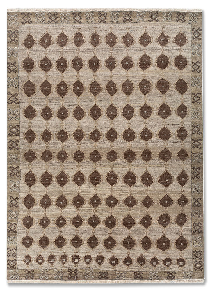 erbe green wool Hand Knotted Rug - HeadShot