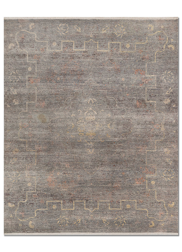 someplace in time grey and black afghan wool Hand Knotted Rug - HeadShot someplace in time grey and black afghan wool Hand Knotted Rug - HeadShot