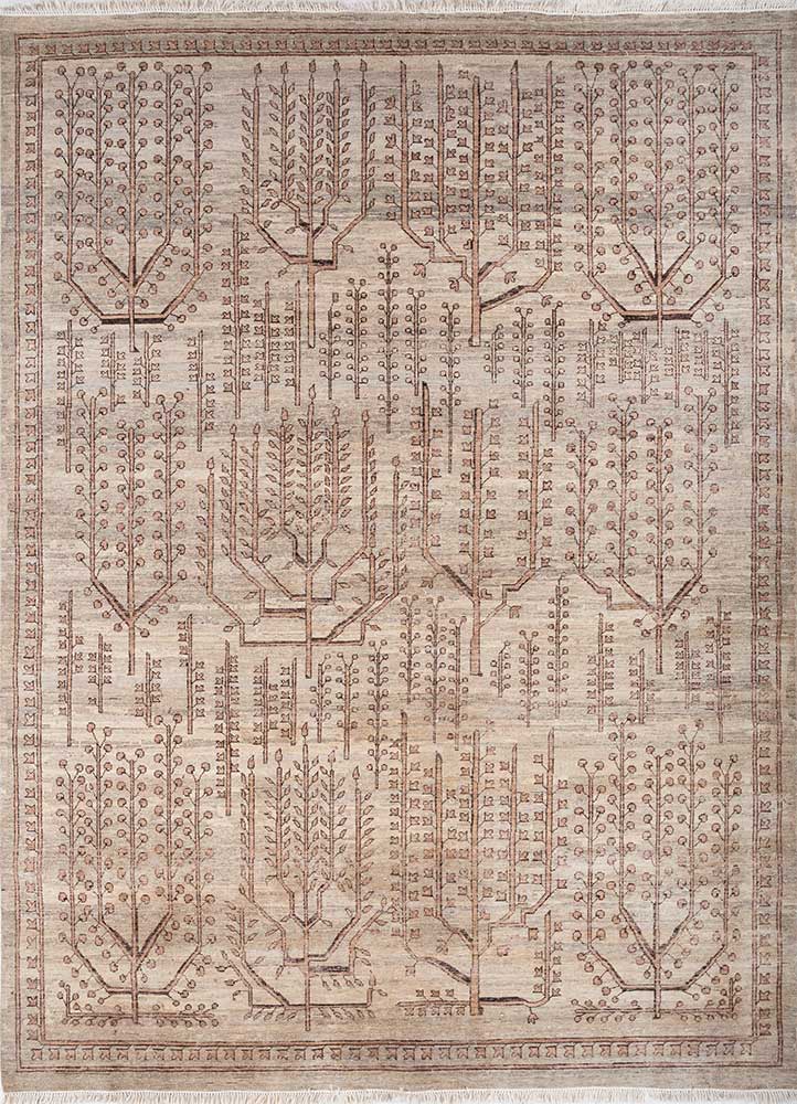 someplace in time beige and brown wool Hand Knotted Rug - HeadShot