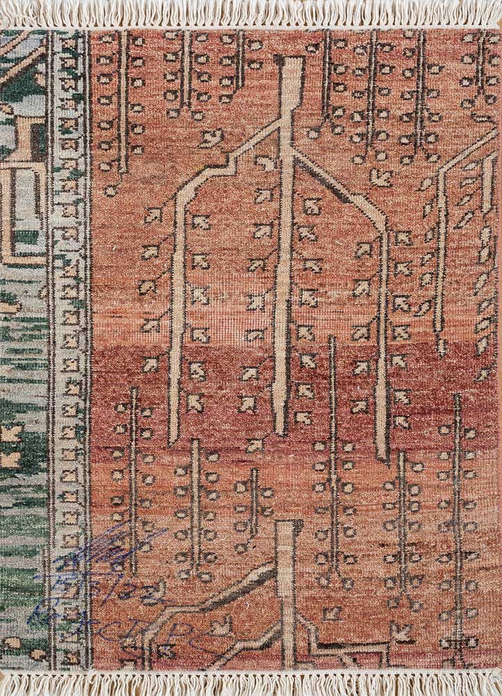  red and orange afghan wool Hand Knotted Rug