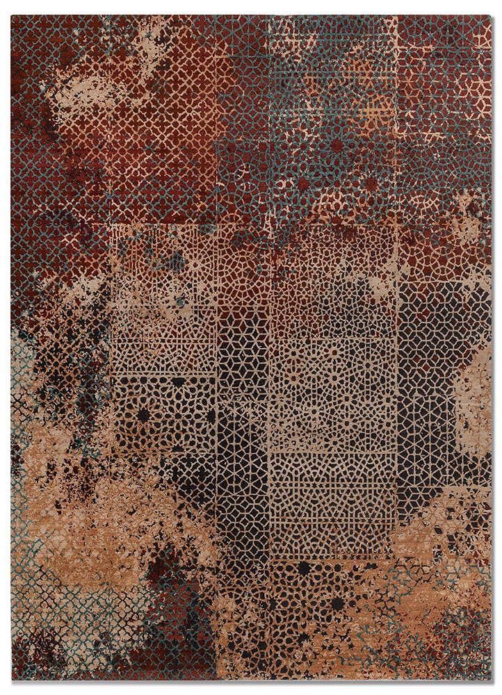  blue wool and silk Hand Knotted Rug