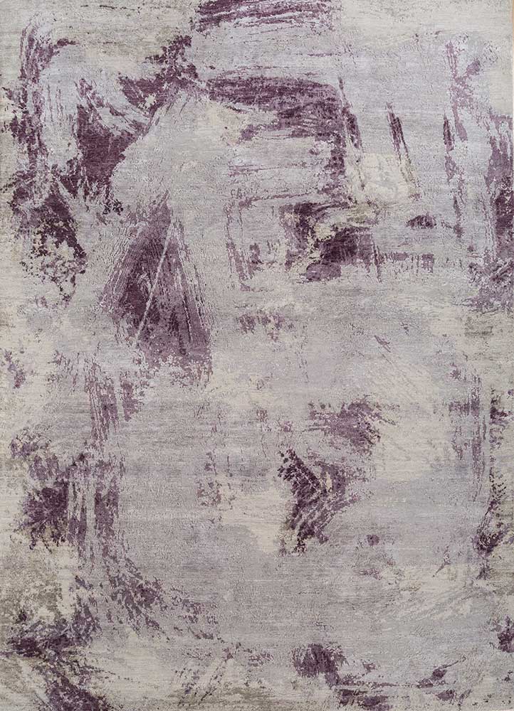  pink and purple wool and silk Hand Knotted Rug