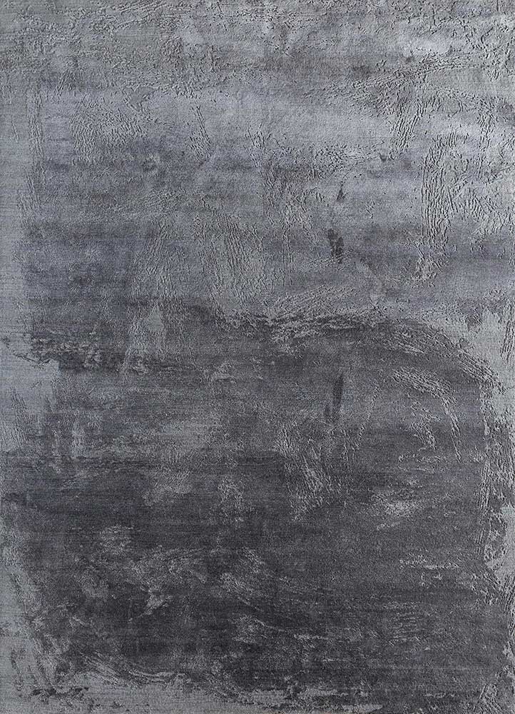  grey and black wool and silk Hand Knotted Rug