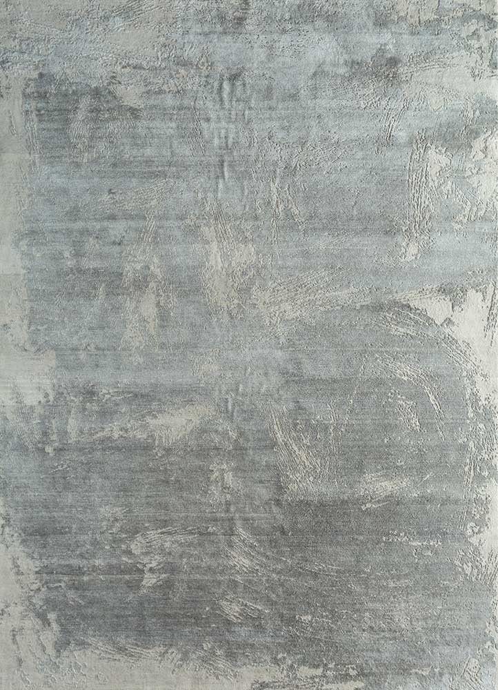 free verse by kavi grey and black wool and silk Hand Knotted Rug - HeadShot