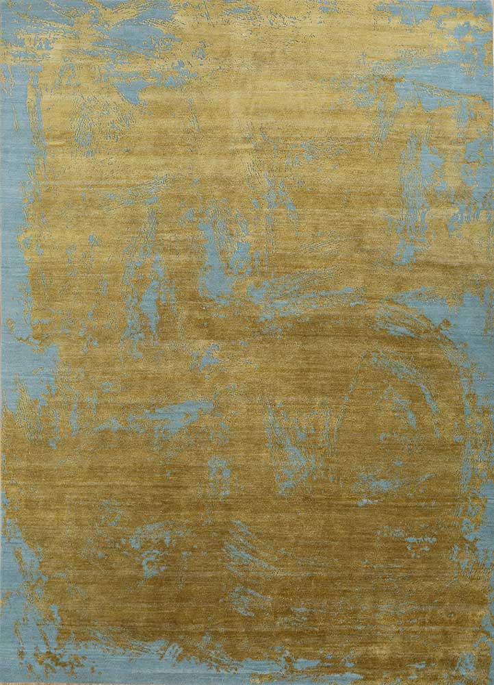  blue wool and silk Hand Knotted Rug