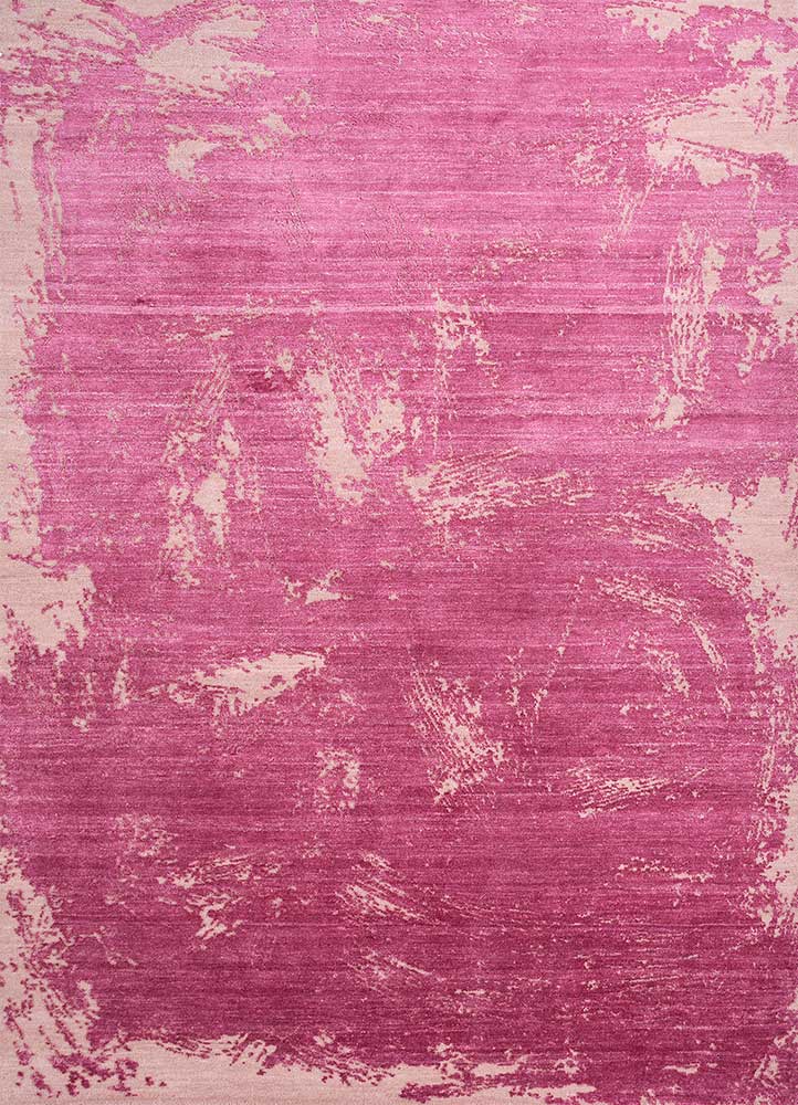  pink and purple wool and silk Hand Knotted Rug