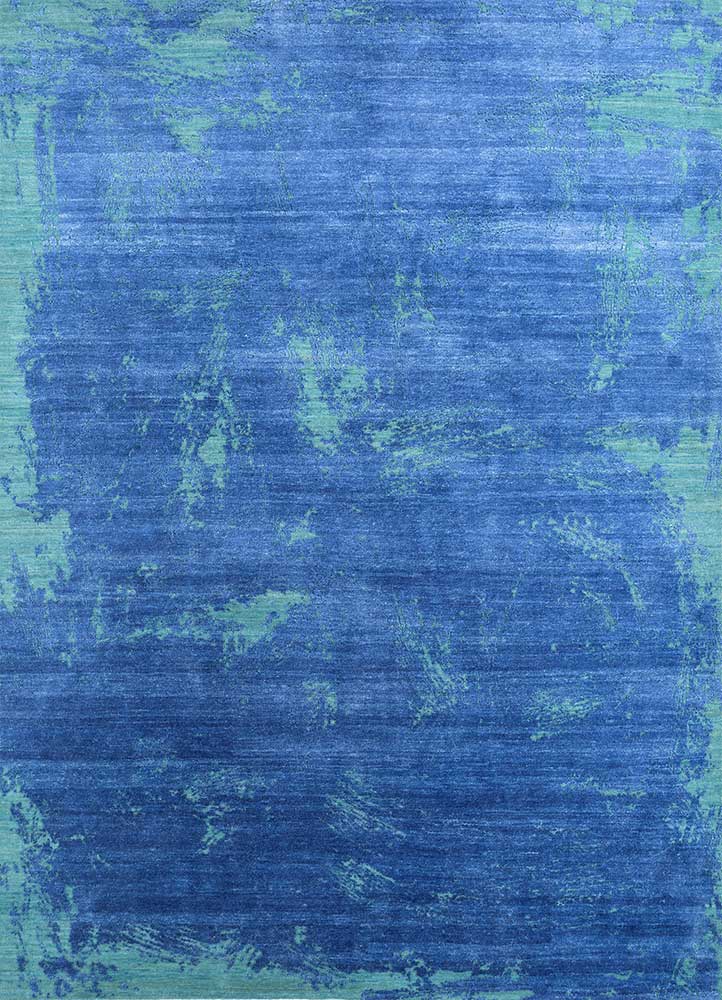 free verse by kavi blue silk Hand Knotted Rug - HeadShot