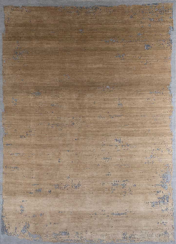  beige and brown wool and silk Hand Knotted Rug