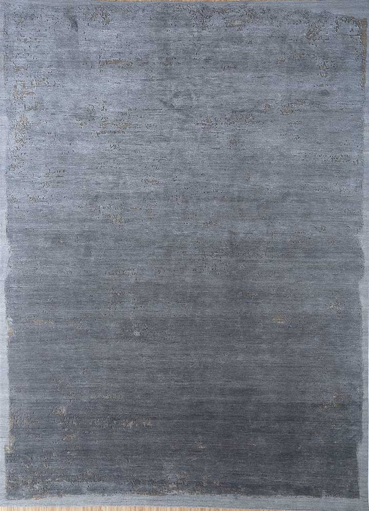  grey and black wool and silk Hand Knotted Rug