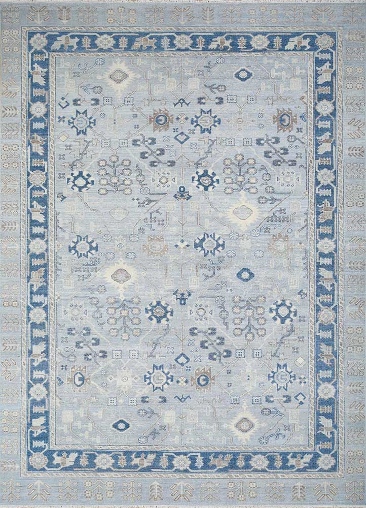  blue wool Hand Knotted Rug