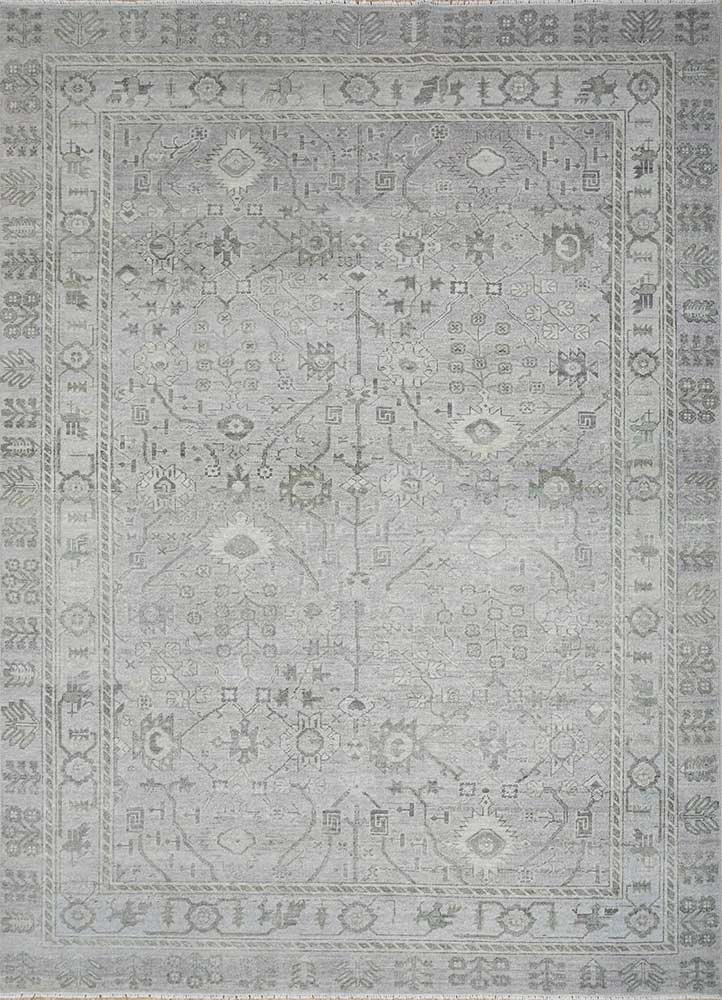 erbe grey and black wool Hand Knotted Rug - HeadShot