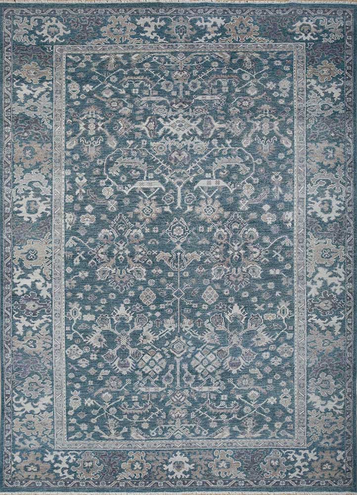 erbe blue wool Hand Knotted Rug - HeadShot