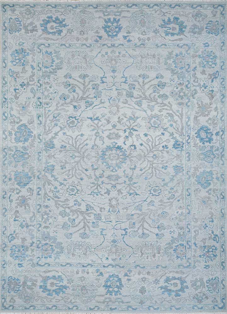 erbe blue wool Hand Knotted Rug - HeadShot