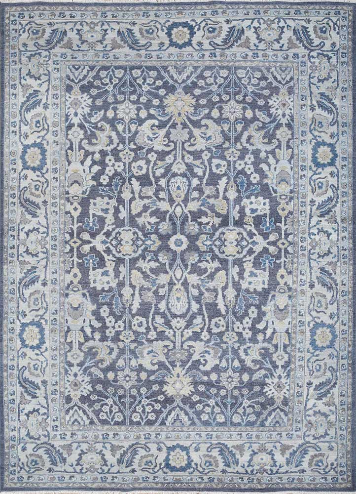 erbe blue wool Hand Knotted Rug - HeadShot