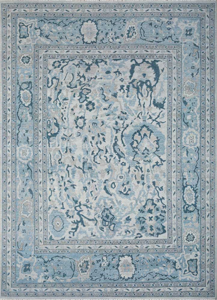  blue wool Hand Knotted Rug