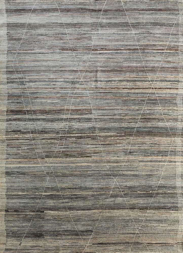 manifest beige and brown afghan wool Hand Knotted Rug - HeadShot