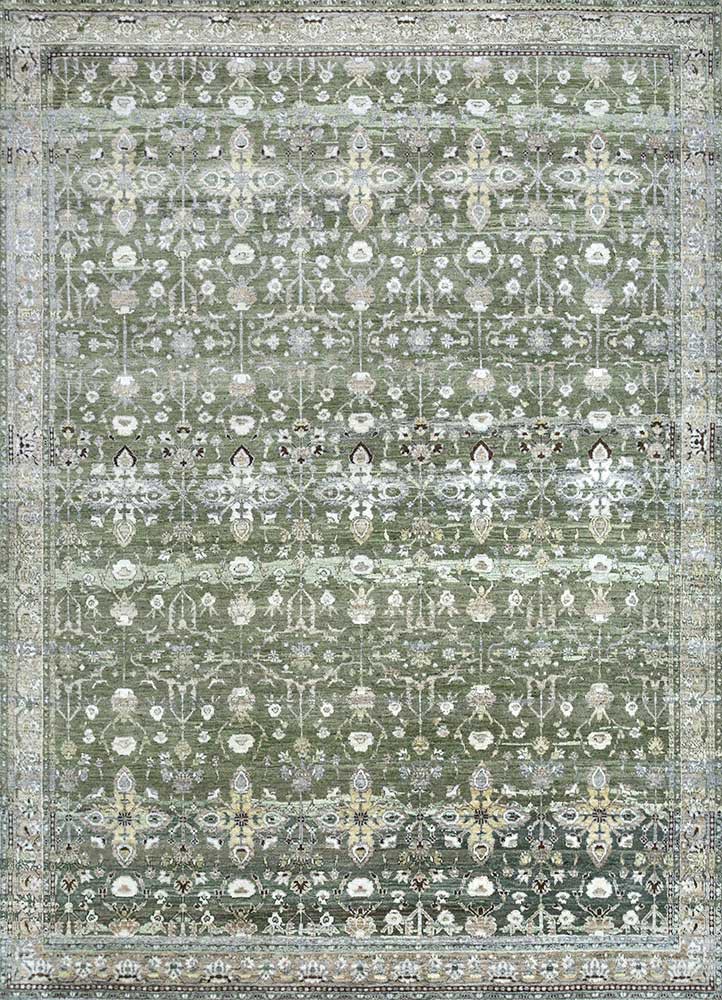  green afghan wool Hand Knotted Rug