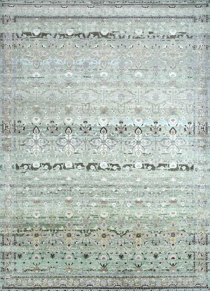  green afghan wool Hand Knotted Rug